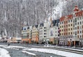 Beautiful buildings near the winter river Royalty Free Stock Photo