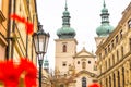 Beautiful buildings in the old town of Prague in Czech Republic.