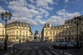 Beautiful buildings place des Victoires, typical parisian facades and windows in Paris Royalty Free Stock Photo