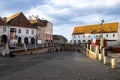 Street under the Bridge of Lies. ( Podul Minciunilor ) Cityscape of Sibiu, Romania