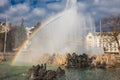 Beautiful buildings at Vienna city center and the fountain at Schwarzenbergplatz Royalty Free Stock Photo