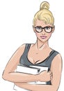 Beautiful buisness lady with glasses Royalty Free Stock Photo