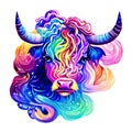 Beautiful bull portrait in watercolor style. Generative AI