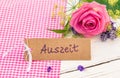 Card with german word, Auszeit, means timeout as gift for Valentines or Mothers day Royalty Free Stock Photo