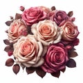 beautiful bunch of roses as a center piece bouquet on white background