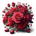 beautiful bunch of roses as a center piece bouquet on white background