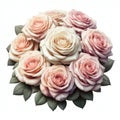 beautiful bunch of roses as a center piece bouquet on white background