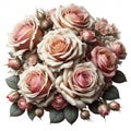 beautiful bunch of roses as a center piece bouquet on white background