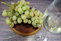 Beautiful bunch of white grapes to make wine of good smell and taste