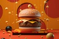 Beautiful burger promotional colorful cheeseburger design promotional colorful cheeseburger design