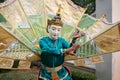 Beautiful Burmese Art dancing performs imitating bird wings shown also known as Kingkala Bird Dance at Chiang Mai, Thailand-April