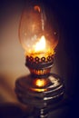 Beautiful burning vintage old kerosene lamp Royalty Free Stock Photo