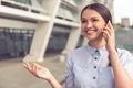 Beautiful business lady with gadget Royalty Free Stock Photo