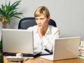 Beautiful Business Lady with Laptops Royalty Free Stock Photo