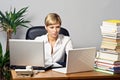 Beautiful Business Lady with Laptops Royalty Free Stock Photo