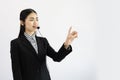 Beautiful business operator. Portrait of asian woman. confident and beautiful customer support operator with isolated on white. Royalty Free Stock Photo