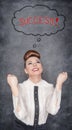 Beautiful business woman celebrating success Royalty Free Stock Photo