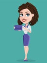 Beautiful business woman with envelope. Businesswoman in formal Royalty Free Stock Photo