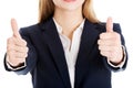 Beautiful business woman with her thumb up, showing oK. Royalty Free Stock Photo