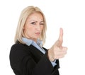 Beautiful business woman making a gun gesture Royalty Free Stock Photo