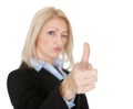 Beautiful business woman making a gun gesture Royalty Free Stock Photo