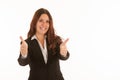 Beautiful business woman showing thumb up as a gesture for success isolated over white background Royalty Free Stock Photo