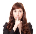 Beautiful business woman shushing Royalty Free Stock Photo