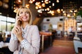 Beautiful business woman using smart phone and working Royalty Free Stock Photo