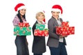 Beautiful business women celebrate Christmas