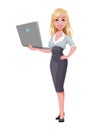 Business woman holding laptop. Beautiful businesswoman