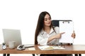 businesswoman in formal wear showing empty clipboard Royalty Free Stock Photo