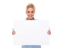 Beautiful Businesswoman Holding Blank Card Royalty Free Stock Photo