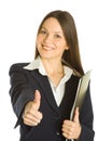 A beautiful businesswoman holding a clipboard