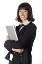 Beautiful businesswoman holding folder with papers Royalty Free Stock Photo