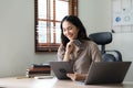 Beautiful businesswoman using tablet and holding credit card for online payment transaction or shopping online. Royalty Free Stock Photo