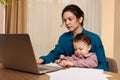 businesswoman working at home with her little child girl Royalty Free Stock Photo