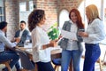 Beautiful businesswomen smiling happy Royalty Free Stock Photo