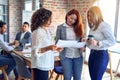 Beautiful businesswomen smiling happy Royalty Free Stock Photo