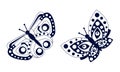 Beautiful butterflies set. Spring stencil flying insects vector illustration Royalty Free Stock Photo