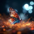 Beautiful butterfly on the background of bokeh. 3d rendering Royalty Free Stock Photo