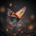 Beautiful butterfly on the background of bokeh lights. 3d rendering Royalty Free Stock Photo