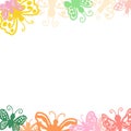 Beautiful butterfly background, colorful abstract border vector illustration Royalty Free Stock Photo