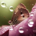 Beautiful Butterfly on Blade of Grass in Nature with a Soft Focus on Blurred Background Beautiful Bokeh. Magic Dreamy Artistic