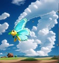 Beautiful butterfly and blue sky with clouds. Cloud shaped butterfly. Butterflies Day March 14 Royalty Free Stock Photo