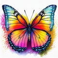 Beautiful butterfly - clip art , blue, orange, pink colours art design