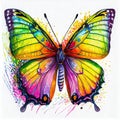 Beautiful butterfly - clip art , blue, yellow, orange, green, purple colours art design