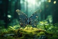 A beautiful butterfly electronics technology in the forest. Insect. Illustration, Generative AI