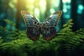 A beautiful butterfly electronics technology in the forest. Insect. Illustration, Generative AI