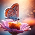 A beautiful butterfly with flower and the pollen, realistic, animal creatures, design
