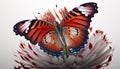 Beautiful butterfly on a flower on a white background. Generative AI Royalty Free Stock Photo